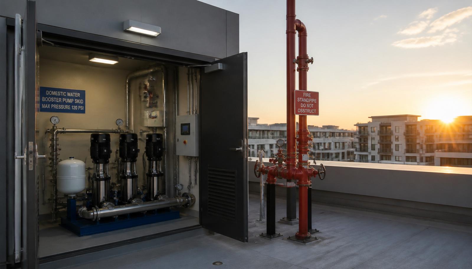 Water Pressure at the Top of a Multifamily Building: Domestic and Fire